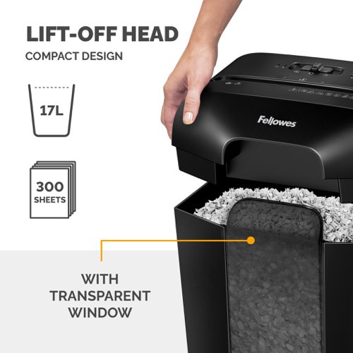 37769FE | Stylish mini-cut shredder with patented safety lock feature.