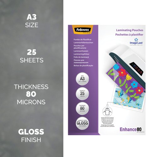 Fellowes Laminating Pouch 160 Micron A3 Ref 5396403 [Pack 25] Fellowes