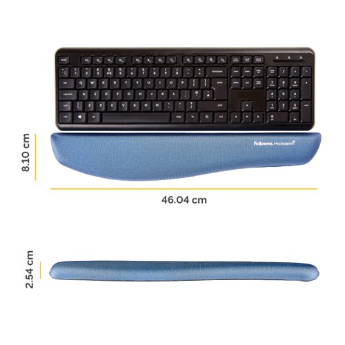 Fellowes PlushTouch Keyboard Wrist Support Blue- Microban 9287402