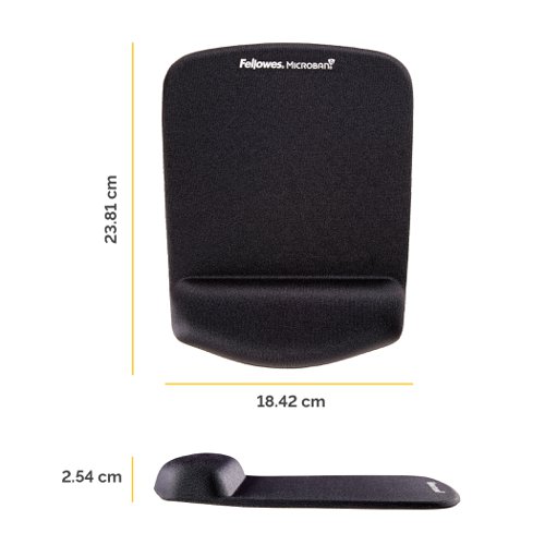 Fellowes Plush Touch Mousepad Wristrest Black 9252003