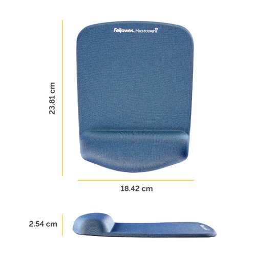 Fellowes PlushTouch Mouse Pad Wrist Rest Blue 9287302 36614FE