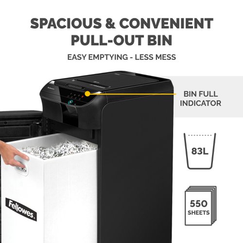Fellowes Automax 550C Cross Square Cut Shredder (550 sheet automatic/14 sheet manual ) 4963101 BB73048 Buy online at Office 5Star or contact us Tel 01594 810081 for assistance