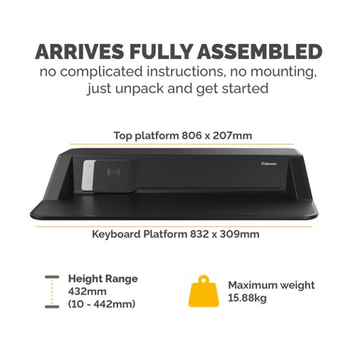 Fellowes Lotus DX Sit Stand Workstation Black 8081001  36768FE