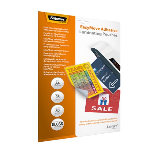 Fellowes Admire A4 Laminating Pouches - Easy Display Pack 25