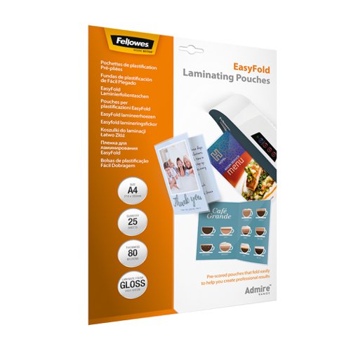 Fellowes Admire A4 Laminating Pouches - EasyFold Pack 25
