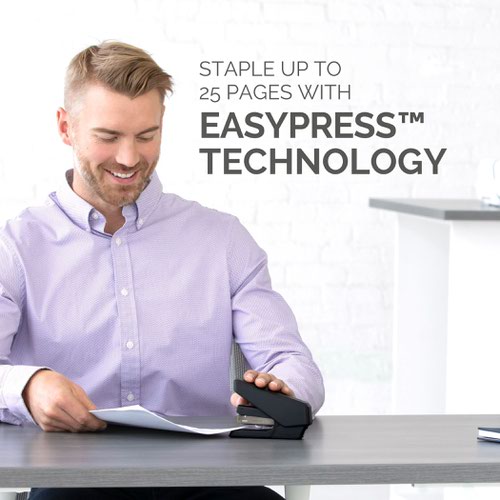 LX840™ EasyPress™ Stapler with Microban® - 25-Sheets Half-Strip (Black)