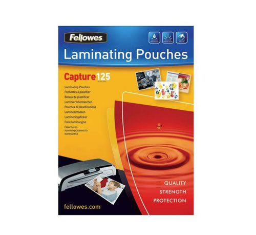 Fellowes Glossy 125 Micron Card Laminating Pouch - 83x113mm Pack 100