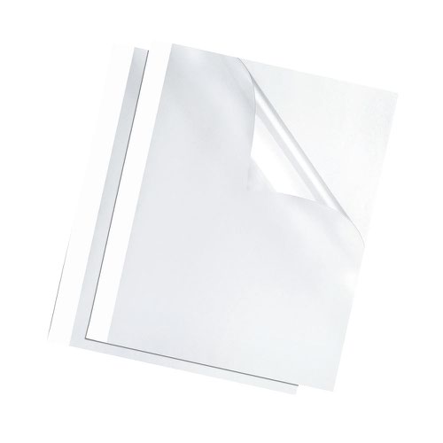 Fellowes White Thermal Binding Covers A4 Clear Front White Rear Ref 53151 [Pack 100]
