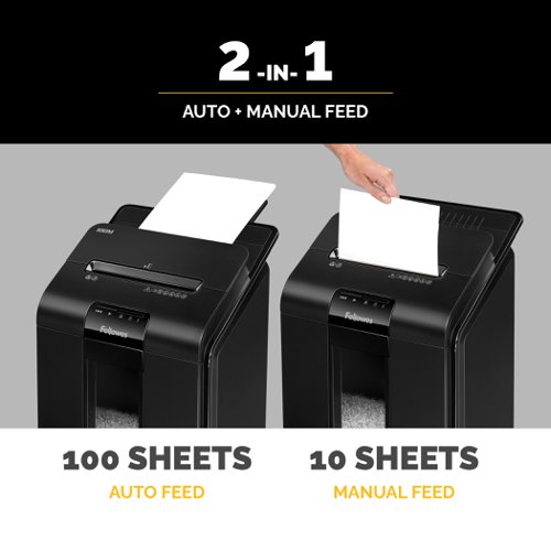 Fellowes AutoMax 100M Mirco Cut Cut Shredder 23 Litre 100 Sheet Automatic/10 Sheet Manual Black 4629301