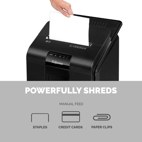 Fellowes AutoMax 100M Mirco Cut Cut Shredder 23 Litre 100 Sheet Automatic/10 Sheet Manual Black 4629301