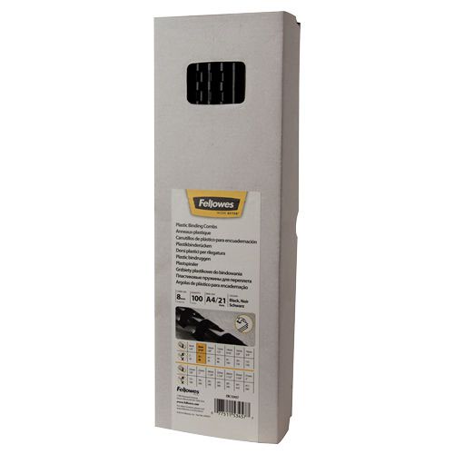 Fellowes Binding Comb A4 8mm Black (Pack 100) 5345707