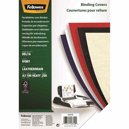 Fellowes FSC® Certified Leathergrain Covers - Ivory APack 3 100