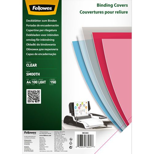 Fellowes Binding Covers 150m Pet Pack 100