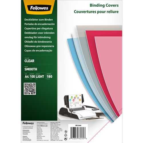 Fellowes Binding Covers 180m Pet Pack 100