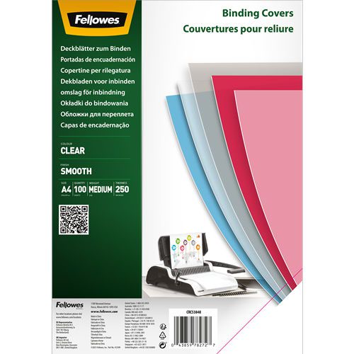 Fellowes Binding Covers 250m Pet Pack 100
