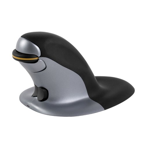 Fellowes Penguin Ambidextrous Vertical Mouse Wireless Large Black/Silver 9894501 37300FE Buy online at Office 5Star or contact us Tel 01594 810081 for assistance