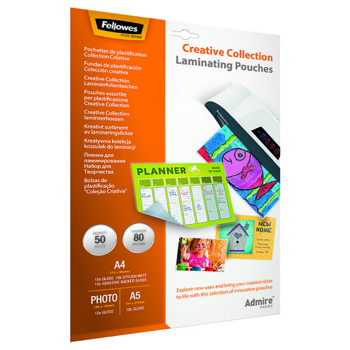 Fellowes 5602301 Admire Creative Collection Laminating Pouches 50pk