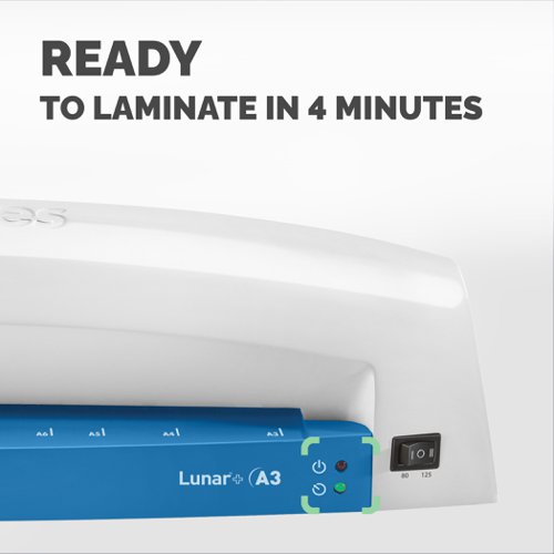 The Fellowes Lunar A3 Laminator is a low-cost, high performance laminator designed for occasional use in the office or home.Warming up in just six minutes, the Lunar can quickly apply a double-sided protective coating to posters, signs and photographs in pouches up to 125 micron thick.It's designed to be 100% jam-proof when used with Fellowes pouches, and includes a release trigger to quickly fix problems if things do go wrong. These items have been specifically designed for use with pouches up to 125 micron thick.