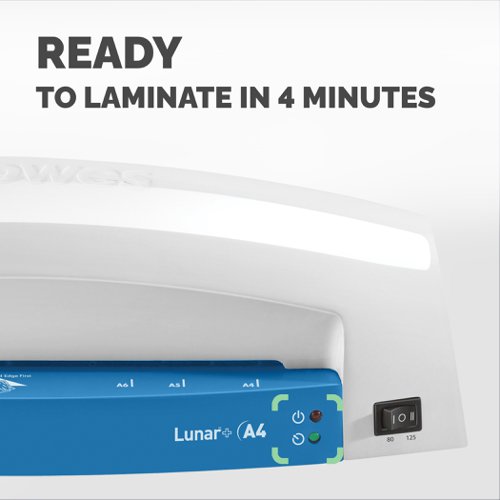 The Fellowes Lunar A4 Laminator is a low-cost, high performance laminator designed for occasional use in the office or home.Warming up in just six minutes, the Lunar can quickly apply a double-sided protective coating to posters, signs and photographs in pouches up to 125 micron thick.It's designed to be 100% jam-proof when used with Fellowes pouches, and includes a release trigger to quickly fix problems if things do go wrong. These items have been specifically designed for use with pouches up to 125 micron thick.