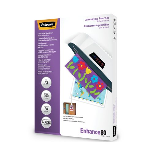 Fellowes 53023 A3 80Mic Adhesive Backed Pouch 100pk
