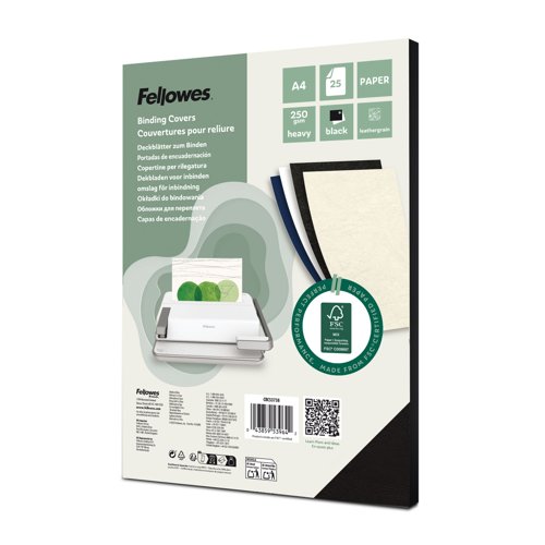 Fellowes Certified Leathergrain Covers - Black A4 Pk25