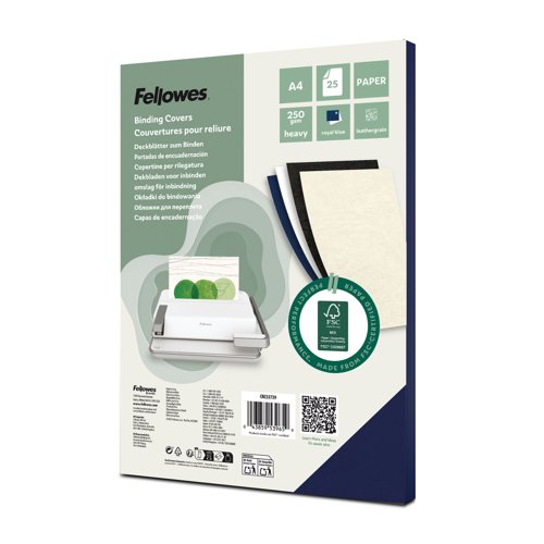 Fellowes Certified Leathergrain Covers - Royal Blue A4 Pk25