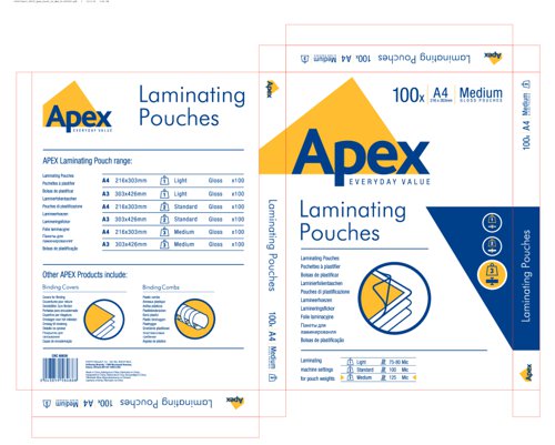 navn Løve jury Fellowes Apex A4 Medium Laminating Pouches Clear (Pack of 100) 6003501