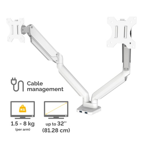 Fellowes Platinum Series Dual Monitor Arm - White - 8056301