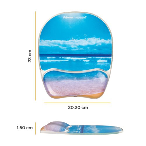 Fellowes 9179301 Sandy Beach Photo Gel Mouse Pad with Wrist Support | 33859J | Fellowes