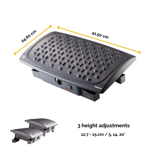 Fellowes Climate Control Footrest Height Adjustable Massage Bumps Adjust Heat And Airflow