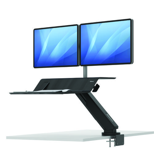 Fellowes Lotus Sit Stand Work Station Dual Screen Black 8081601