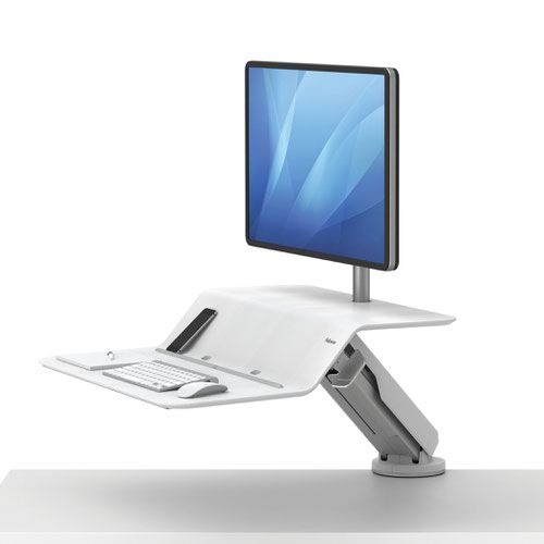 Fellowes Lotus Sit Stand Work Station Single Screen White 8081601