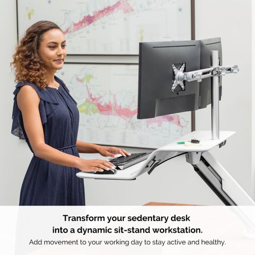 Fellowes Lotus RT Sit Stand Workstation Dual White 8081801 36880FE