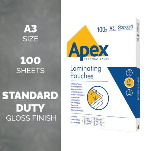 Apex Laminating Pouches A3 Standard Duty 100PK