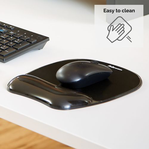 Fellowes Crystal Gel Mouse Pad and Wrist Rest Black 9112101  34675FE