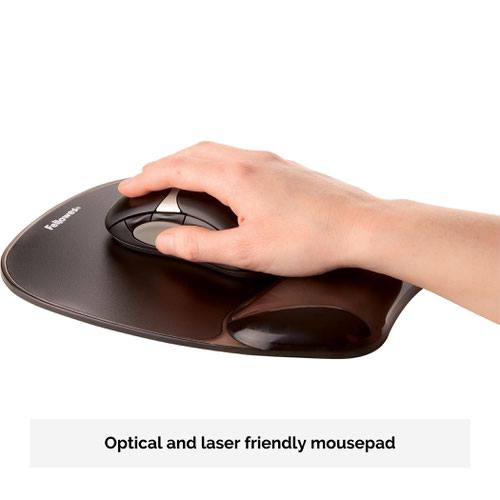 Fellowes Crystal Gel Mouse Pad and Wrist Rest Black 9112101  34675FE
