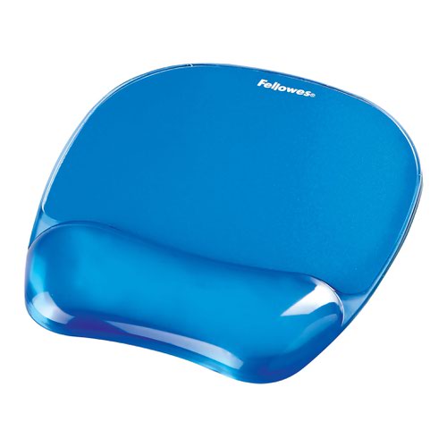 Fellowes Crystal Gel Mouse Pad and Wrist Rest Blue 9114120