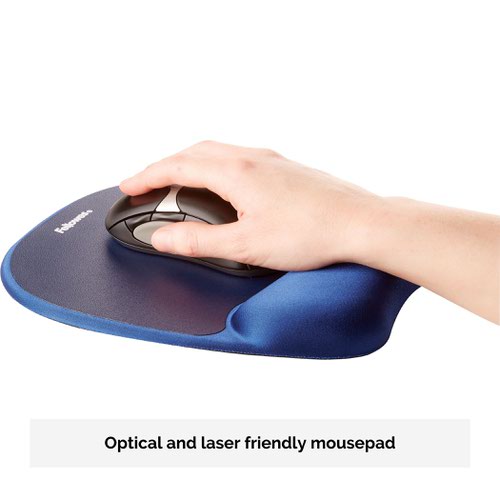BB58907 Fellowes Memory Foam Mouse Pad Wrist Support Sapphire Blue 9172801