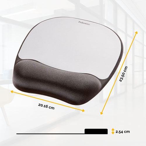 Fellowes Memory Mouse Pad with Wristrest Black/Silver 9175801