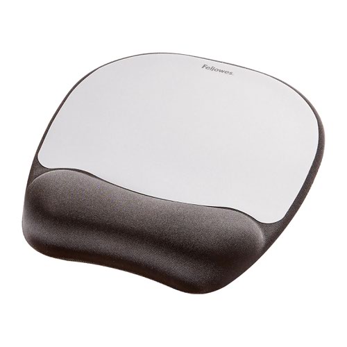 Fellowes Memory Foam Mouse Pad and Wrist Rest Silver 9175801  34766FE