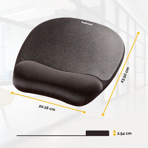 The memory foam pillow conforms to your wrist for exceptional comfort, yet never loses its shape and redistributes pressure points and the shape ensures a proper hand position while using the mouse on the optical-friendly mouse pad.