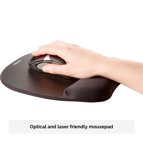 Fellowes Memory Foam Mousepad Wrist Support Black Wrist Rests MP2993