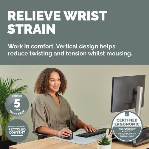 Fellowes Breyta Vertical Mouse with Antibacterial Protection Right Handed Medium 35788J Buy online at Office 5Star or contact us Tel 01594 810081 for assistance