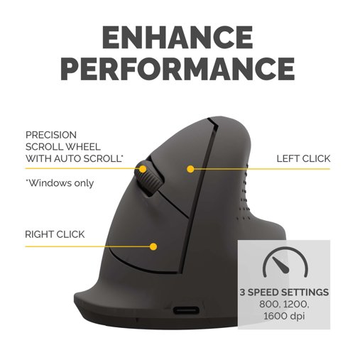 Fellowes Breyta Vertical Mouse with Antibacterial Protection Right Handed Medium 35788J Buy online at Office 5Star or contact us Tel 01594 810081 for assistance