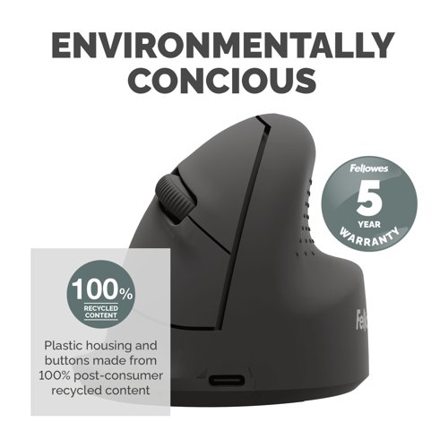 Fellowes Breyta Vertical Mouse with Antibacterial Protection Right Handed Medium 35788J Buy online at Office 5Star or contact us Tel 01594 810081 for assistance