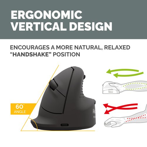 Fellowes Vertical Mouse Breyta Plus+ Vertical Mouse Right Handed Medium 35784J Buy online at Office 5Star or contact us Tel 01594 810081 for assistance