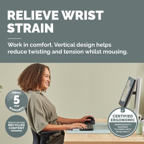 Fellowes Vertical Mouse Breyta Plus+ Vertical Mouse Left Handed Large 35787J Buy online at Office 5Star or contact us Tel 01594 810081 for assistance