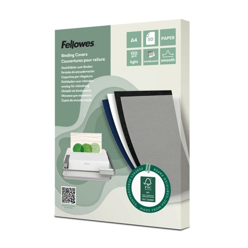 Fellowes FSC Translucent A4 Binding Covers Light Duty Pack of 50