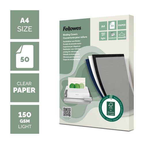 Fellowes A4 Binding Covers Translucent 150gsm (Pack of 50) 100143443