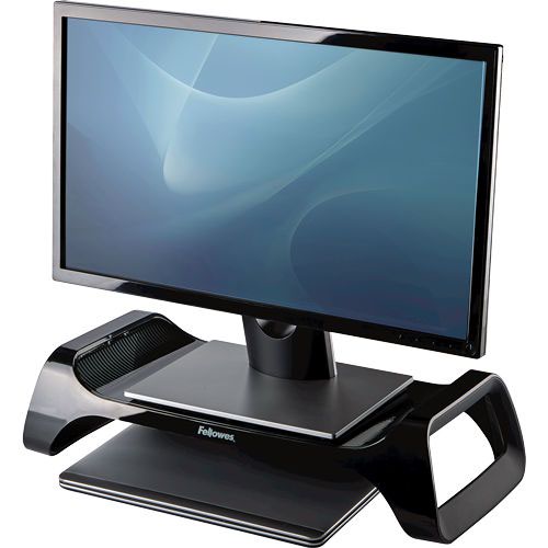 Raising your computer to a level that is more natural and comfortable, the Fellowes I-Spire Monitor Lift is perfect for strain free use of your computer. With a secure design that is sturdy, you don't have to worry about your monitor being unsafe or falling off.With a design that coordinates with the other I-Spire range of office supplies, you can have a consistently stylish way to ensure comfortable computer use. Lifts your monitor to meet your eye line.Prevents neck and eye strain. Sturdy to prevent the breakage of your monitor. Stylish design is consistent with other I-Spire products.